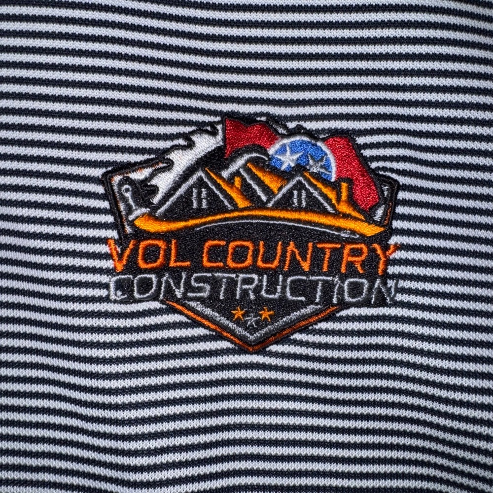 Mens XL Cutter & Buck Polo Shirt Navy White NWT Vol Country Construction Stripe - Picture 3 of 6